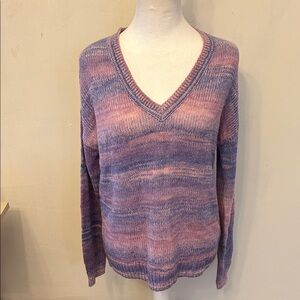 Gap purple pink blue long sleeve V neck sweater Size S EUC